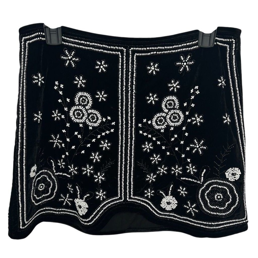 NEW Chelsea & Violet Women's Black Beaded Mini Skirt Size 8 Anthropologie
